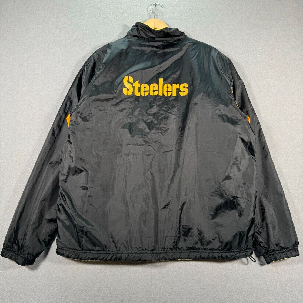 Pittsburgh Steelers Reversible Jacket‎ Mens Large Black Yellow NFL Team Apparel - Picture 2 of 15